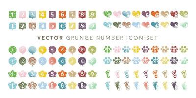 watercolor vector colorful numbers set