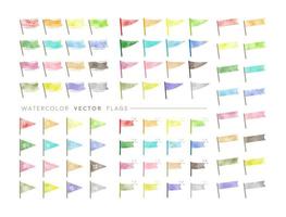 watercolor vector colorful flags set