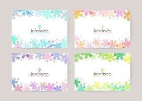 vector card design template with colorful asterisks, watercolor decoration on white background set