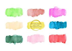 vector hand drawn watercolor brush strokes set