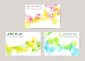 colorful watercolor vector background set. card for invitation, wedding, greetings