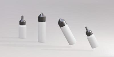 3d set  liquid plastic bottle packaging for vaping realistic mockup. Vector illustration.