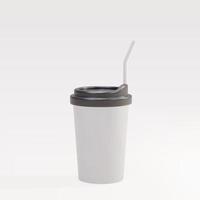 Taza de café de papel 3d con pajita. ilustración vectorial vector