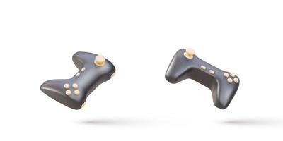 3d two Realistic  gamepads isolated on grey background. Vector illustration.