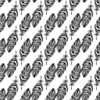 Seamless pattern with bird feathers. Black and white. Vector abstract background with bird feathers.