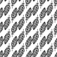 Seamless pattern with bird feathers. Black and white. Vector abstract background with bird feathers.