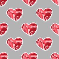 Seamless geometric pattern with red hearts. Abstract red heart in a flat style. Happy valentine day background.Valentines day attributes. Vector illustration.