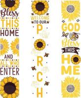 Sunflower Porch Signs Design Bundle vector