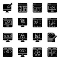 Pack of Web Coding Solid Icons vector