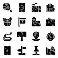 Pack of Navigation Solid Icons vector