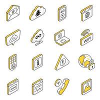 Pack of Cloud Network and Technology Flat Icons vector