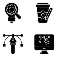 Pack of Content Design and Management Solid Icons vector