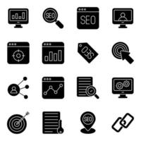 Pack of Seo Solid Icons vector