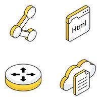 Pack of Cloud Technology and Internet Flat Icons vector