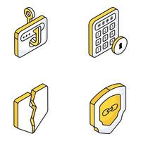 Pack of Security and Access Flat Icons vector