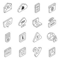 Pack of Cloud Network and Technology Linear Icons vector