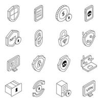 Pack of Security and Protection Linear Icons vector