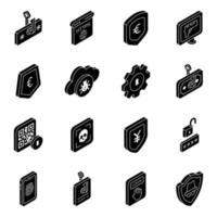 Pack of Cybersecurity Solid Icons vector