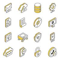 Pack of Cloud Hosting Flat Icons vector