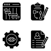 Pack of Management and Setting Solid Icons vector