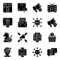 Pack of Marketing and Campaign Solid Icons vector