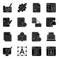 Pack of Designing Solid Icons vector