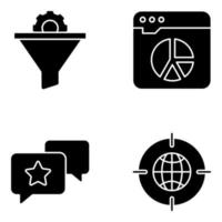 Pack of Data and Management Solid Icons vector