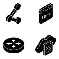 Pack of Cloud Technology and Internet Solid Icons vector