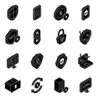 Pack of Security and Protection Solid Icons vector