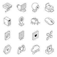 Pack of Cloud Networking Linear Icons vector