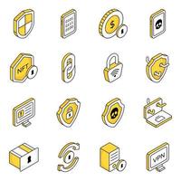 Pack of Security and Protection Flat Icons vector