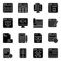 paquete de iconos sólidos de desarrollo web vector