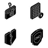 Pack of Security and Access Solid Icons vector