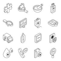 Pack of Science and Medication Linear Icons vector