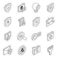 paquete de iconos lineales de seguridad vector