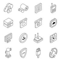 paquete de iconos lineales de computación en la nube vector