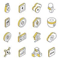 paquete de iconos planos de tecnología en la nube vector