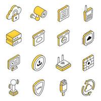 paquete de iconos planos de computación en la nube vector