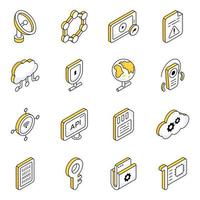Pack of Cloud Storage Flat Icons vector