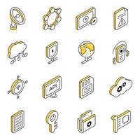 paquete de iconos planos de almacenamiento en la nube vector