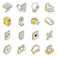 Pack of Cloud Networking Flat Icons vector