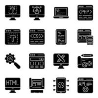 Pack of Web Interface Solid Icons vector