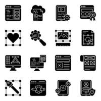 Pack of Web Design and Data Solid Icons vector