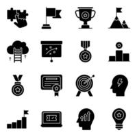 Pack of Success Solid Icons vector