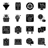 Pack of Promotion Solid Icons vector