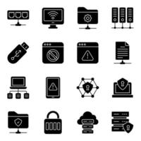 Pack of Data Solid Icons vector