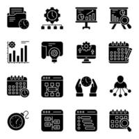 Pack of Management and Development Solid Icons vector