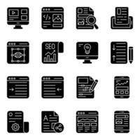 Pack of Web and Designing Solid Icons vector