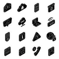 Pack of Cloud Network and Technology Solid Icons vector