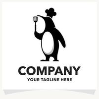 plantilla de diseño de logotipo de chef pingüino vector